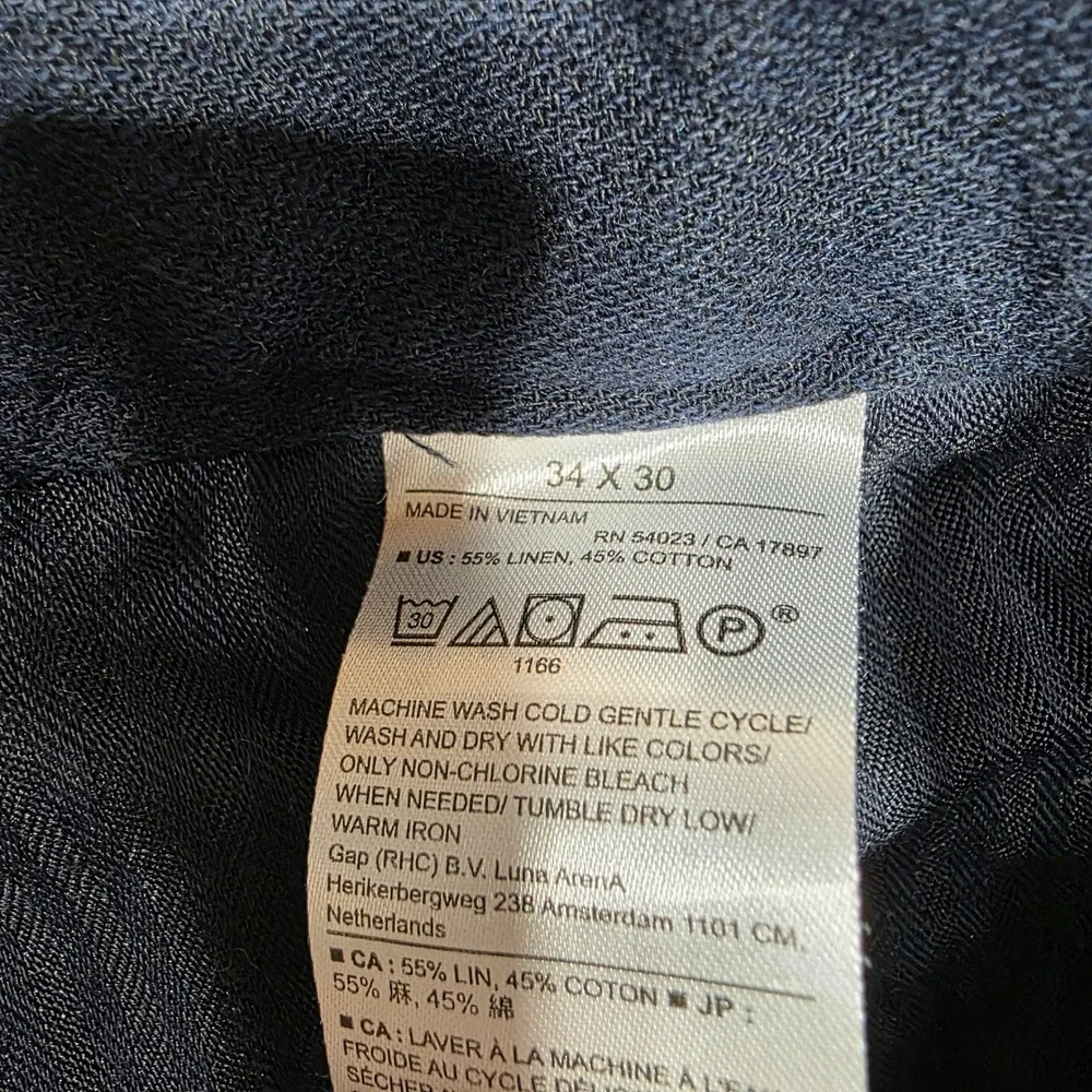 Banana Republic Pants Mens 34 Navy Blue Linen Cotton Relaxed Tapered Chino